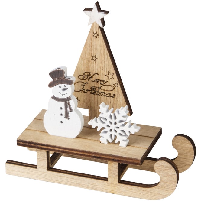 Deko-Schlitten - Schneemann - aus Holz - ca. 12 x 4 x 12 cm