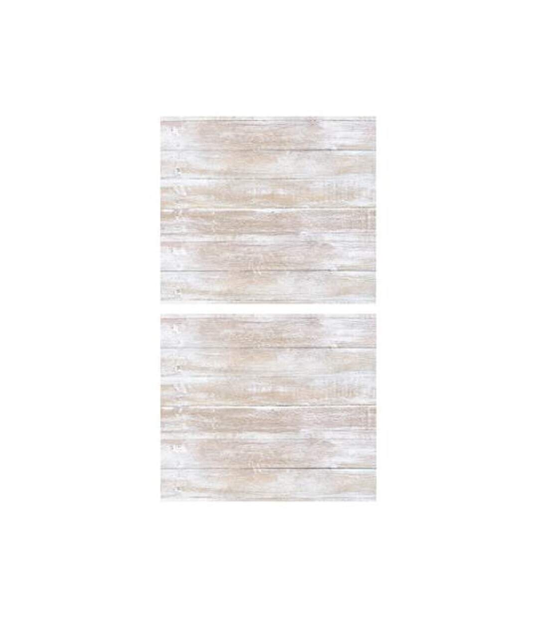 Lot de 2 Stickers Muraux Bois 70x80cm Blanc