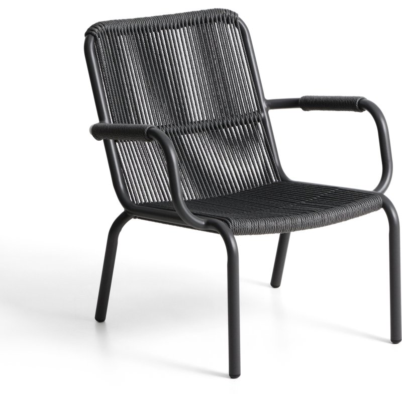 Fauteuil empilable Salis en aluminium graphite et corde synthétique gris foncé