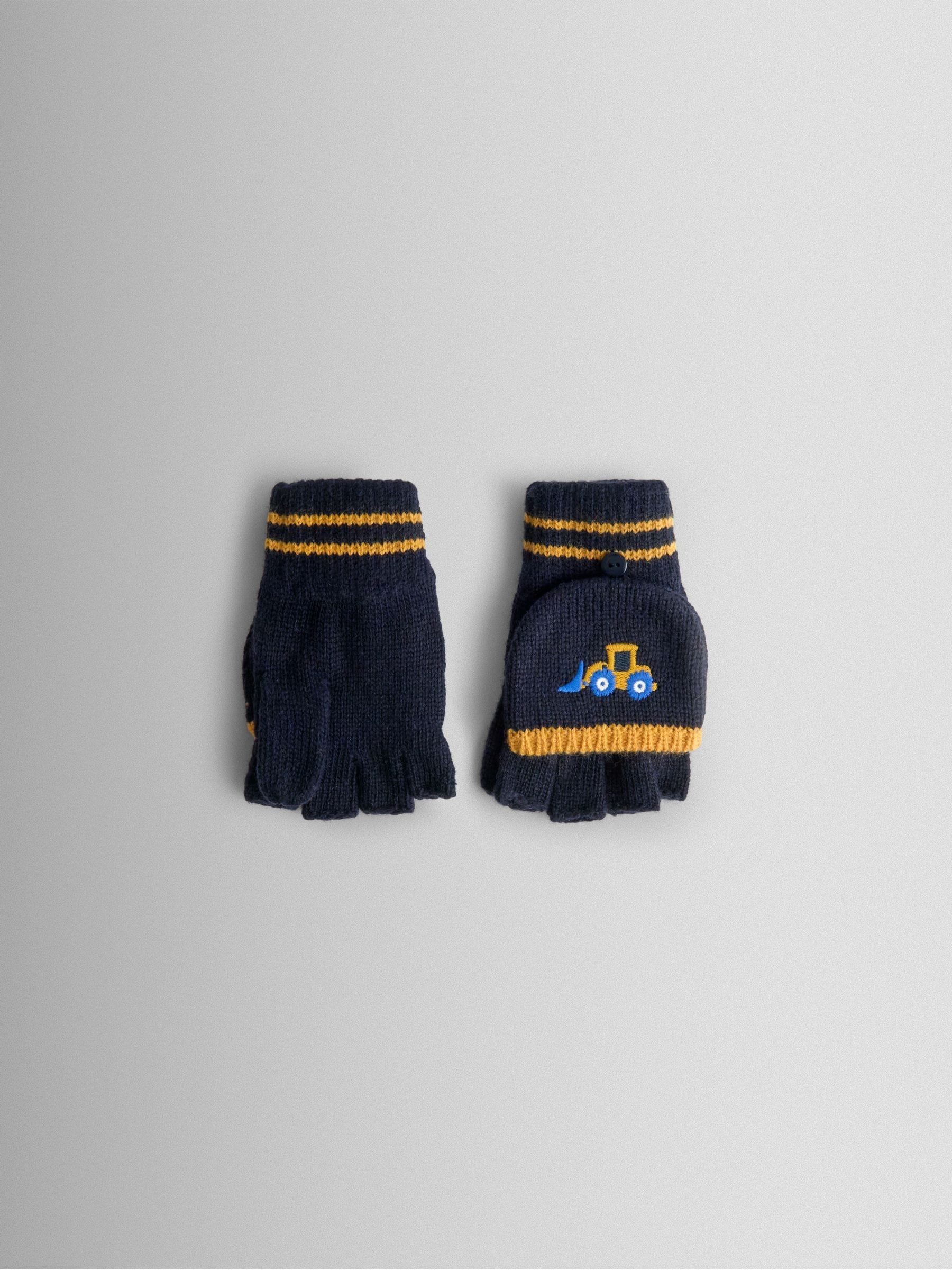 Blauw graafmachine - JoJo Maman Bébé - Wanten met fleecevoering