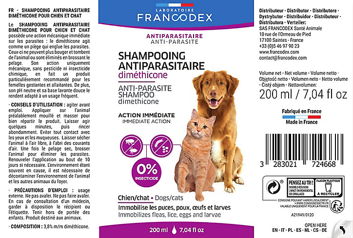 Shampoing Dimeth. chien et chat 200ml