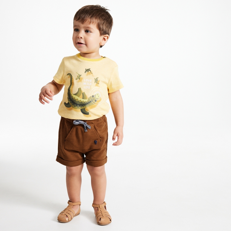 Short molleton marron bébé garçon
