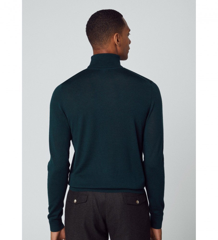 Camisa de gola em lã merino verde Hackett