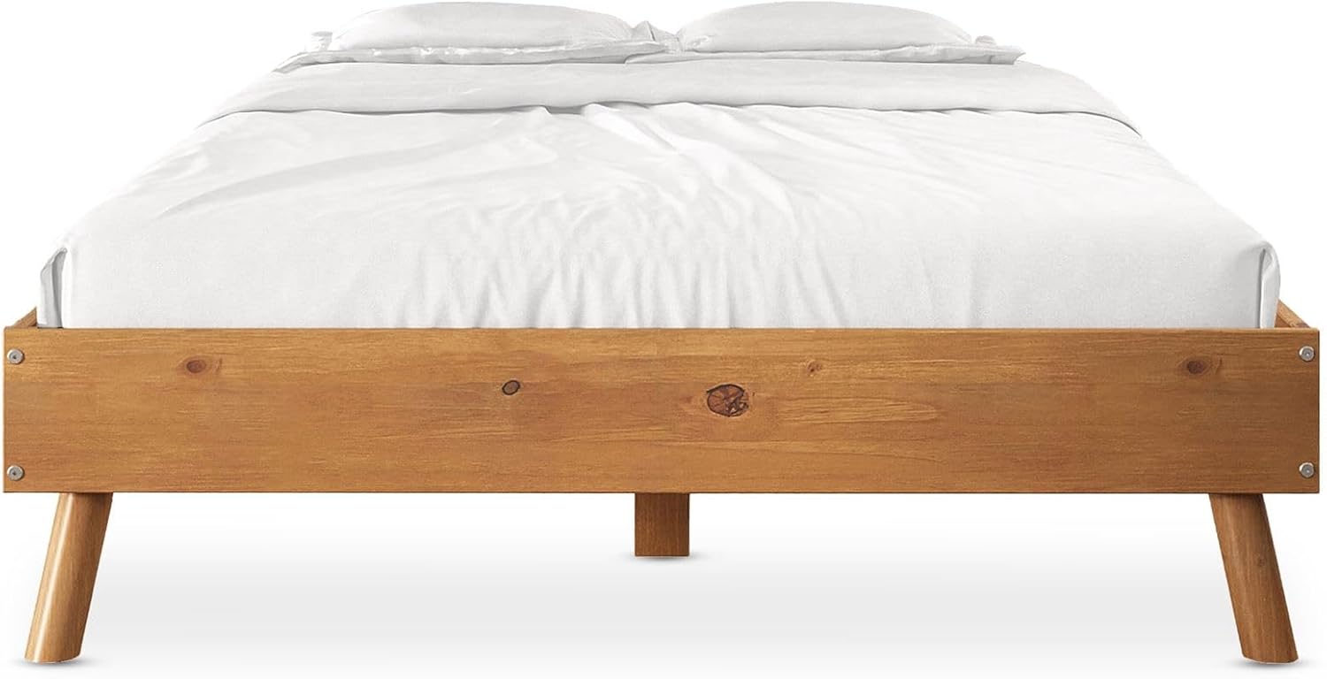 IDIMEX Futonbett Karri 140x200 aus Massivholz, Eiche Farben - Robustes Doppelbett mit konischen Beinen, Bett mit stabile Konstruktion - Mittelsteg mit Stützfüßen
