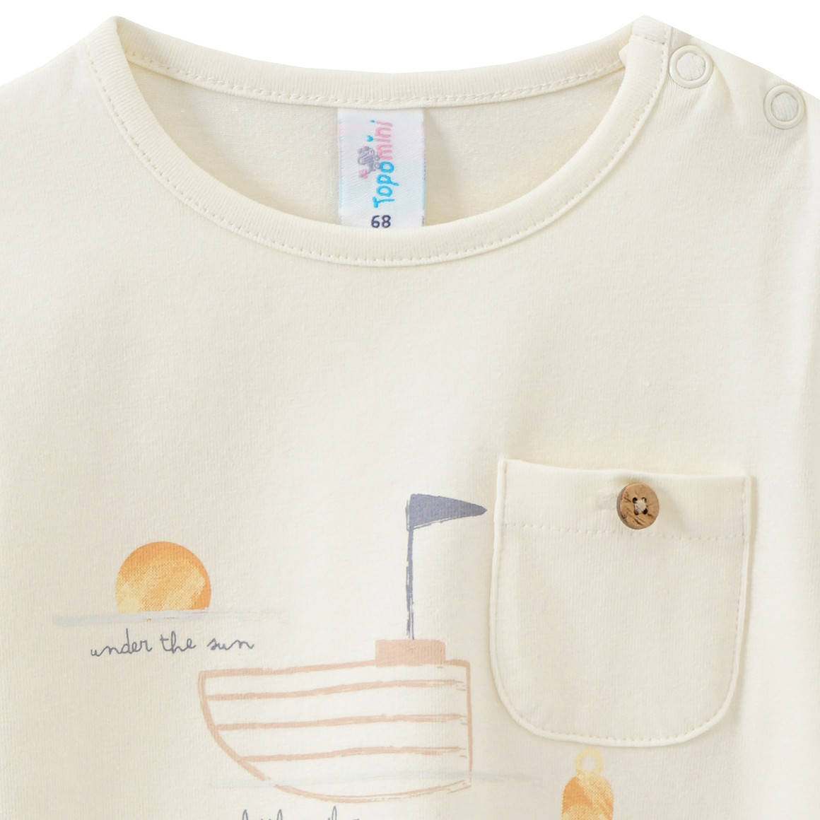 Topomini Newborn Langarmshirt mit Brusttasche creme