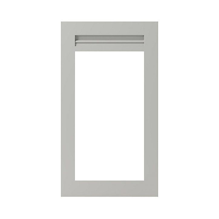 Porte de meuble de cuisine vitrée Garcinia gris ciment mat l. 50 cm x H. 90 cm GoodHome