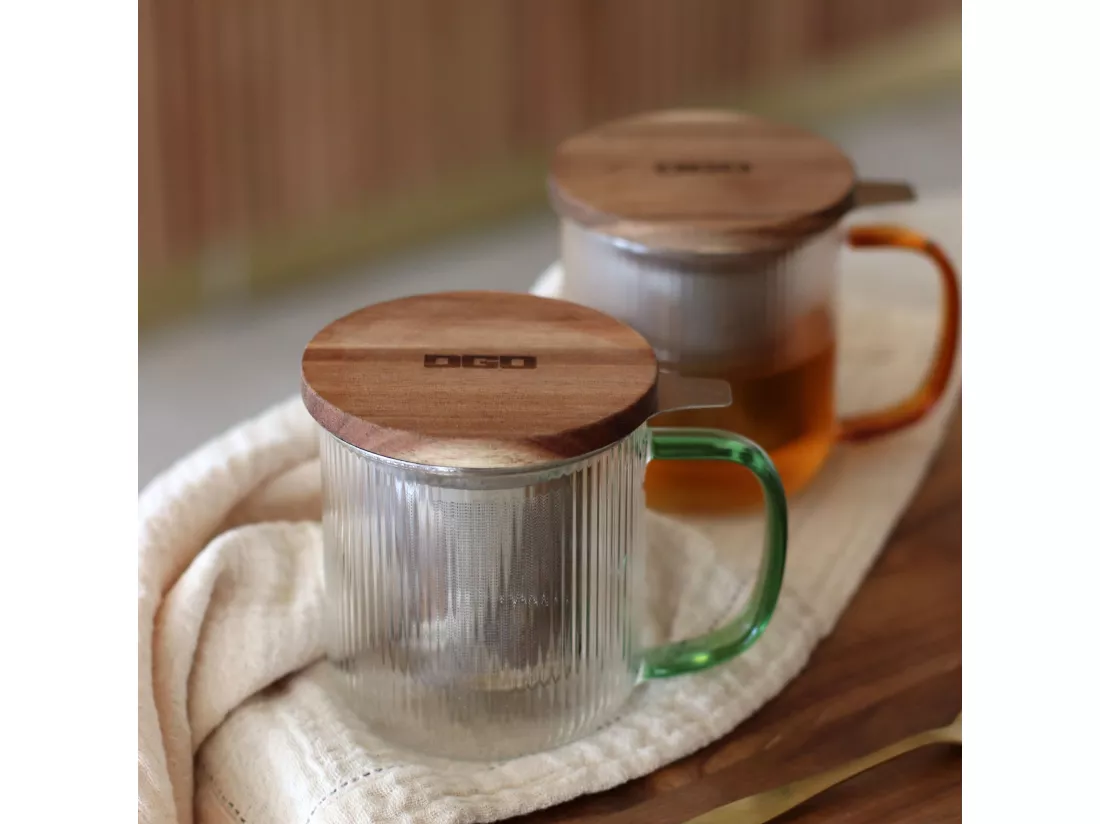 Ogo Living - Tisaniere Karl 300ml En Verre Borosilicate Anse Jade
