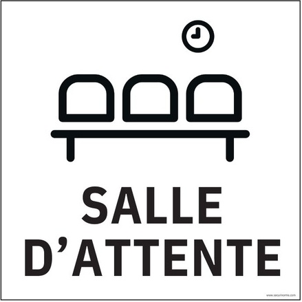 Panneau SALLE D'ATTENTE - fond blanc 250 x 250 mm