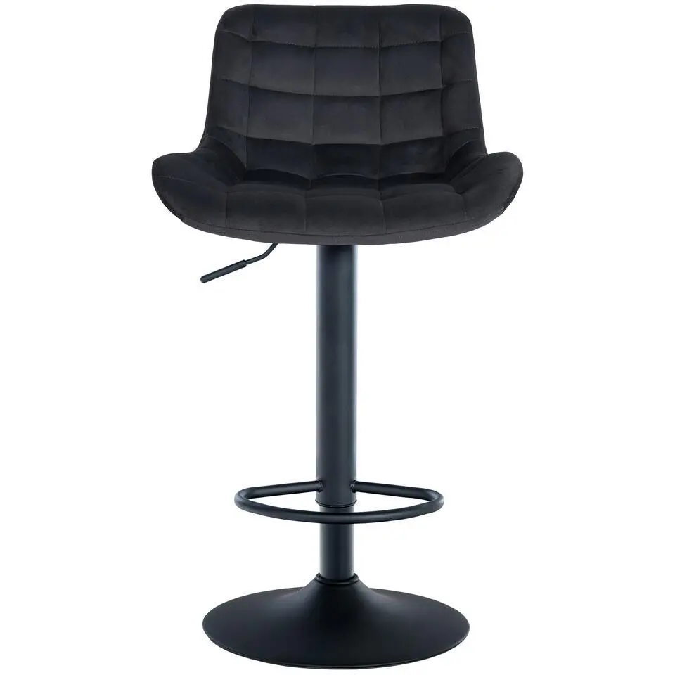 CLP Set van 2 Barkruk Tover zwart Frame - Fluweel - zwart