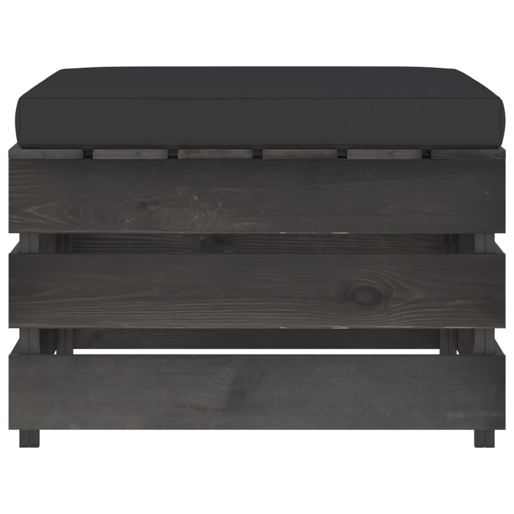Salon de jardin meuble d'extérieur ensemble de mobilier 3 pièces avec coussins bois imprégné de gris