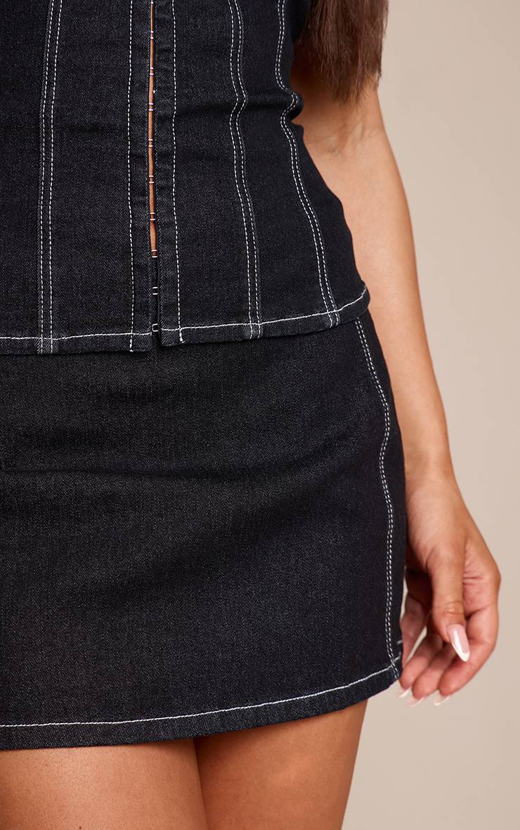 Raw Indigo Wash Mini-jupe En Denim Brut