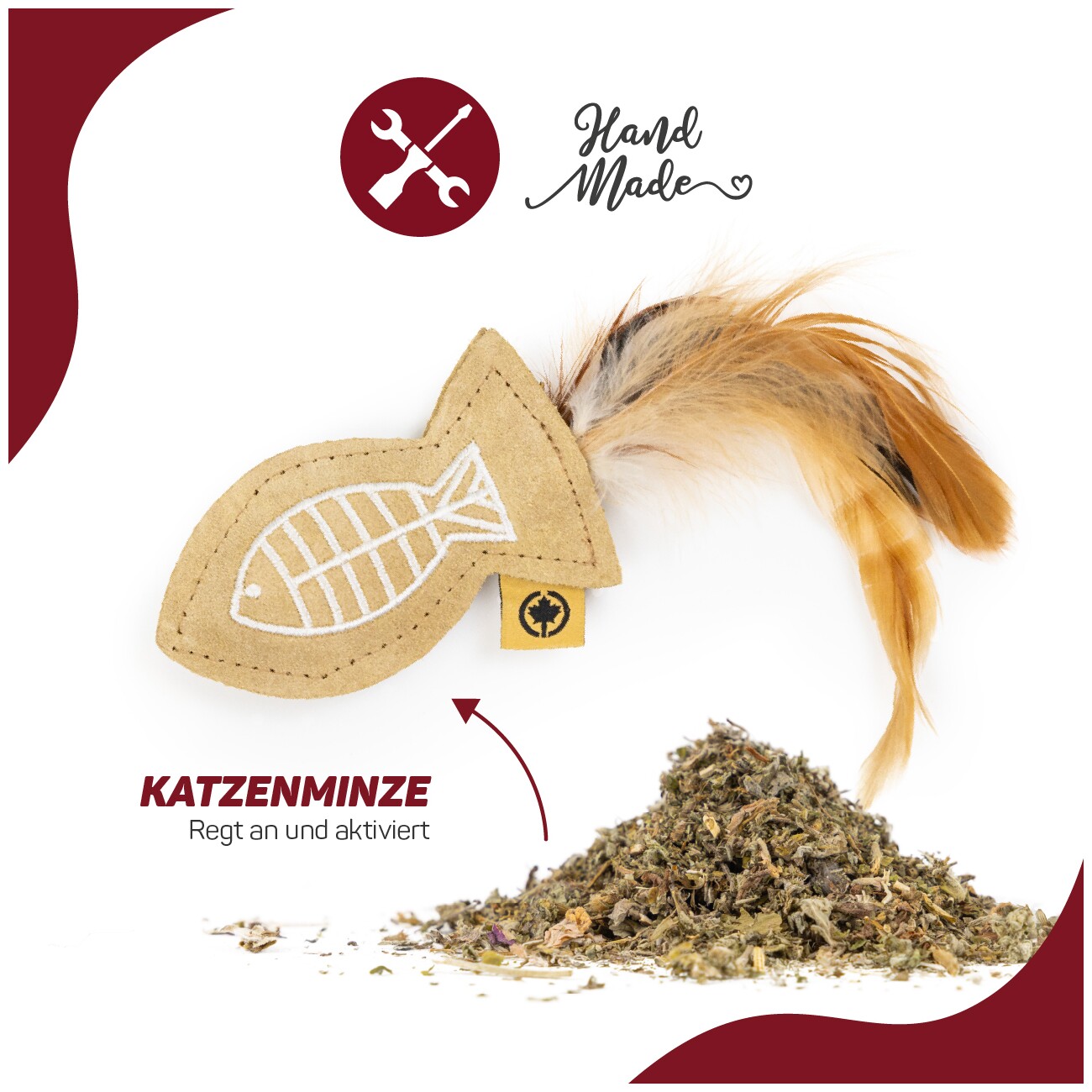 Canadian Cat Company Duftkissen aus Leder | Katzenminze | Fisch