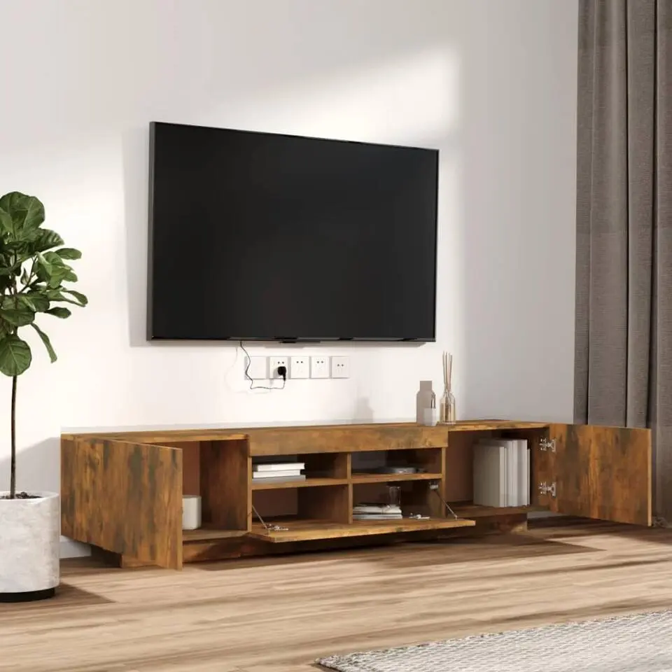 vidaXL - 2-delige TV-meubel met LED en deuren - Gerookt eiken - 100x35x40 cm