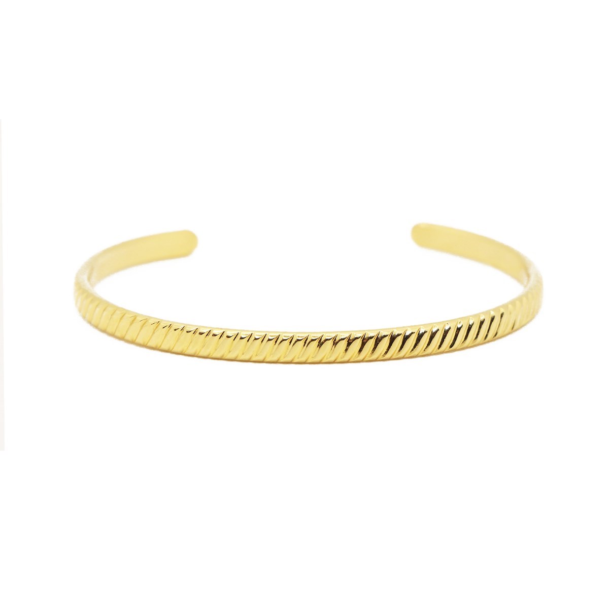 Jonc ajustable strié dorée à l'or fin 24K SOFIA