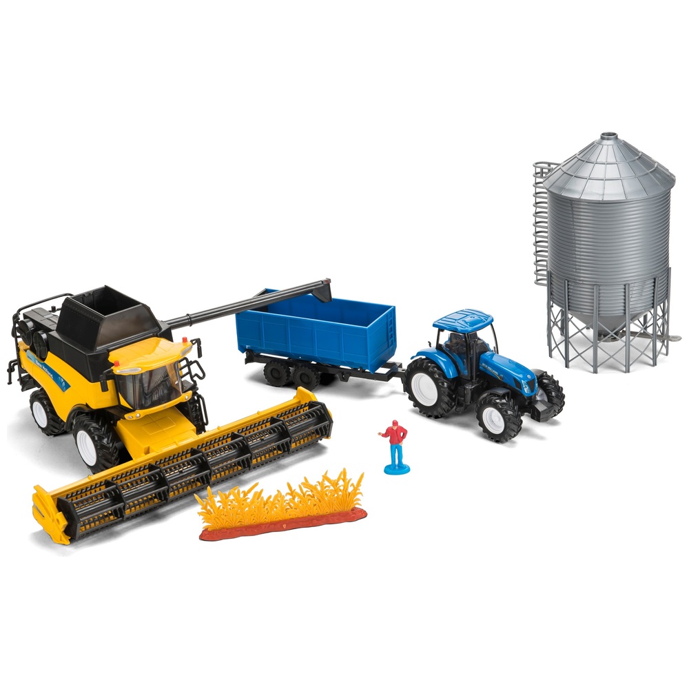New Holland 1:32 Mähdrescher, Traktor & Getreidesilo-Set