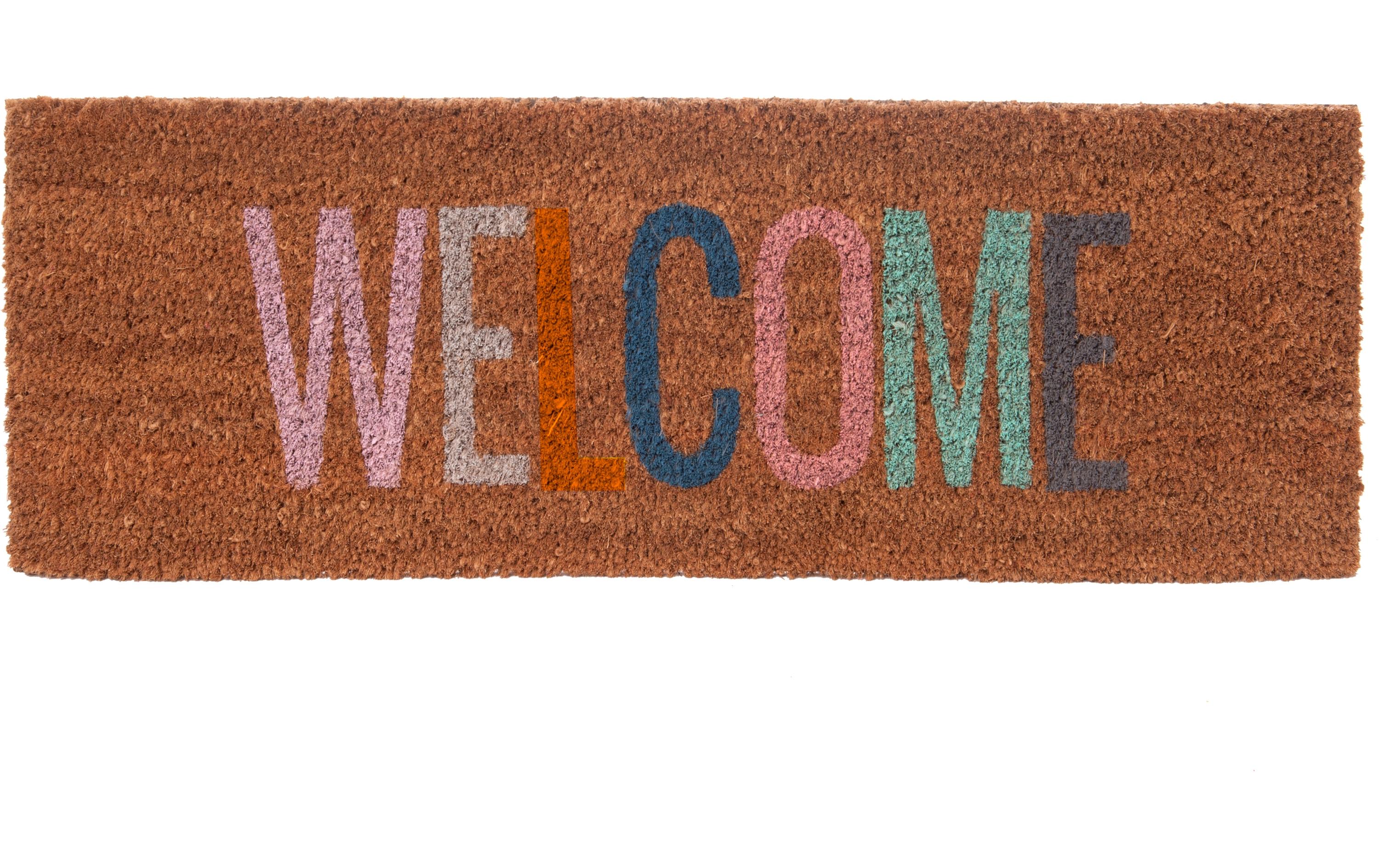 Fussmatte Welcome mehrfarbig 75 cm x 26 cmTürmatte aus Kokosfasern