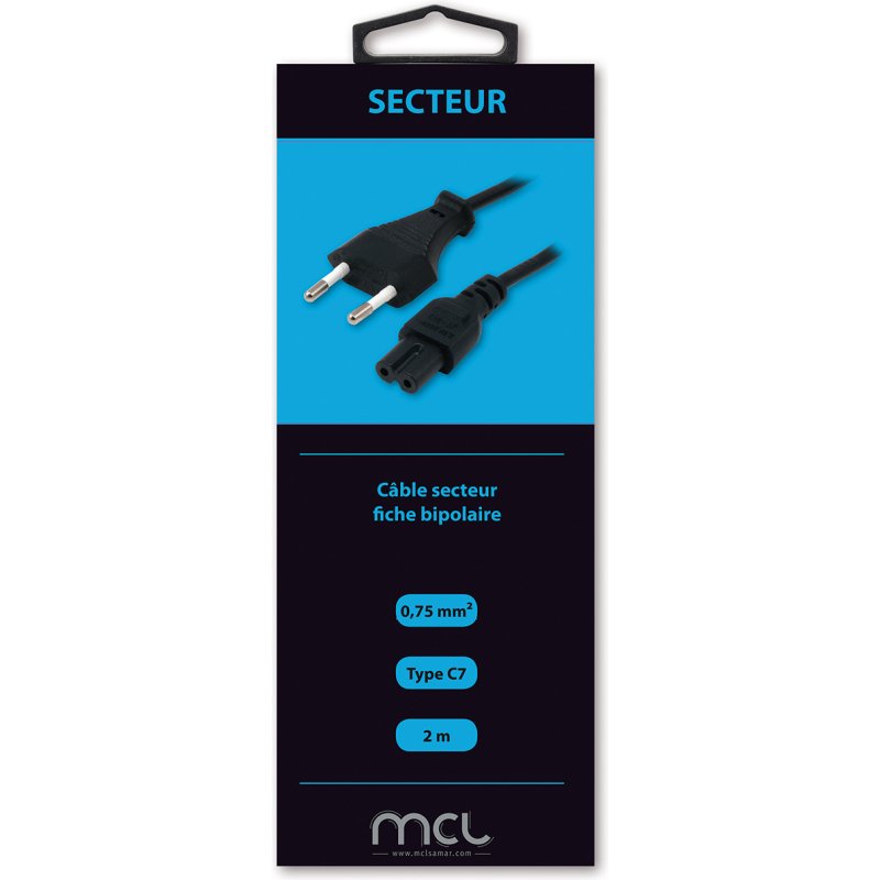 MCL MC907GE-2M câble électrique Noir Prise d'alimentation type C Coupleur C7