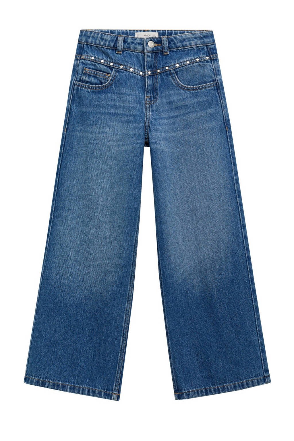 Mango Kids wide leg jeans dark blue denim