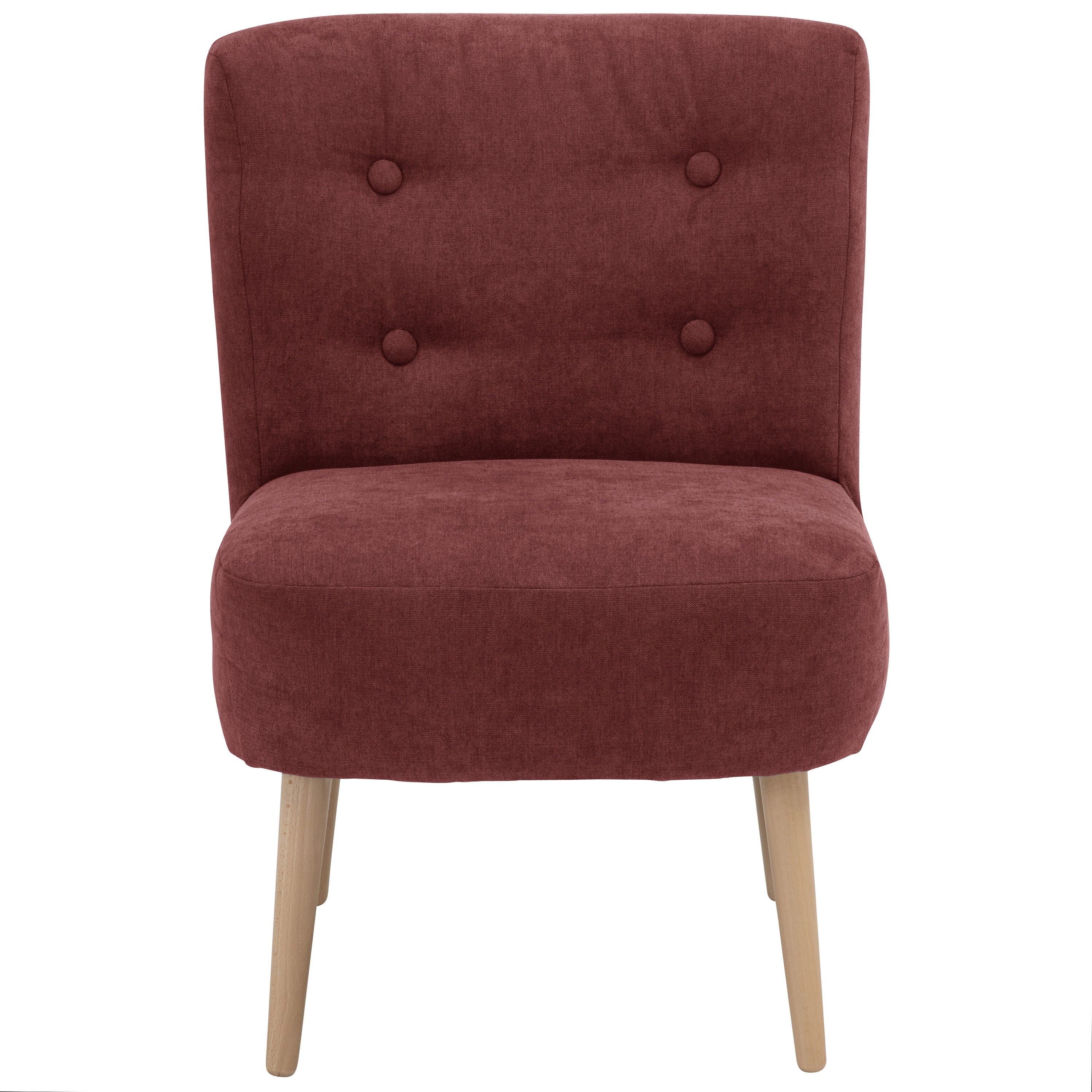 lovingHome® Sessel Fiola Velours rot Polstersessel Stuhl Relaxsessel Füße Buche natur mittlere Sitzhärte