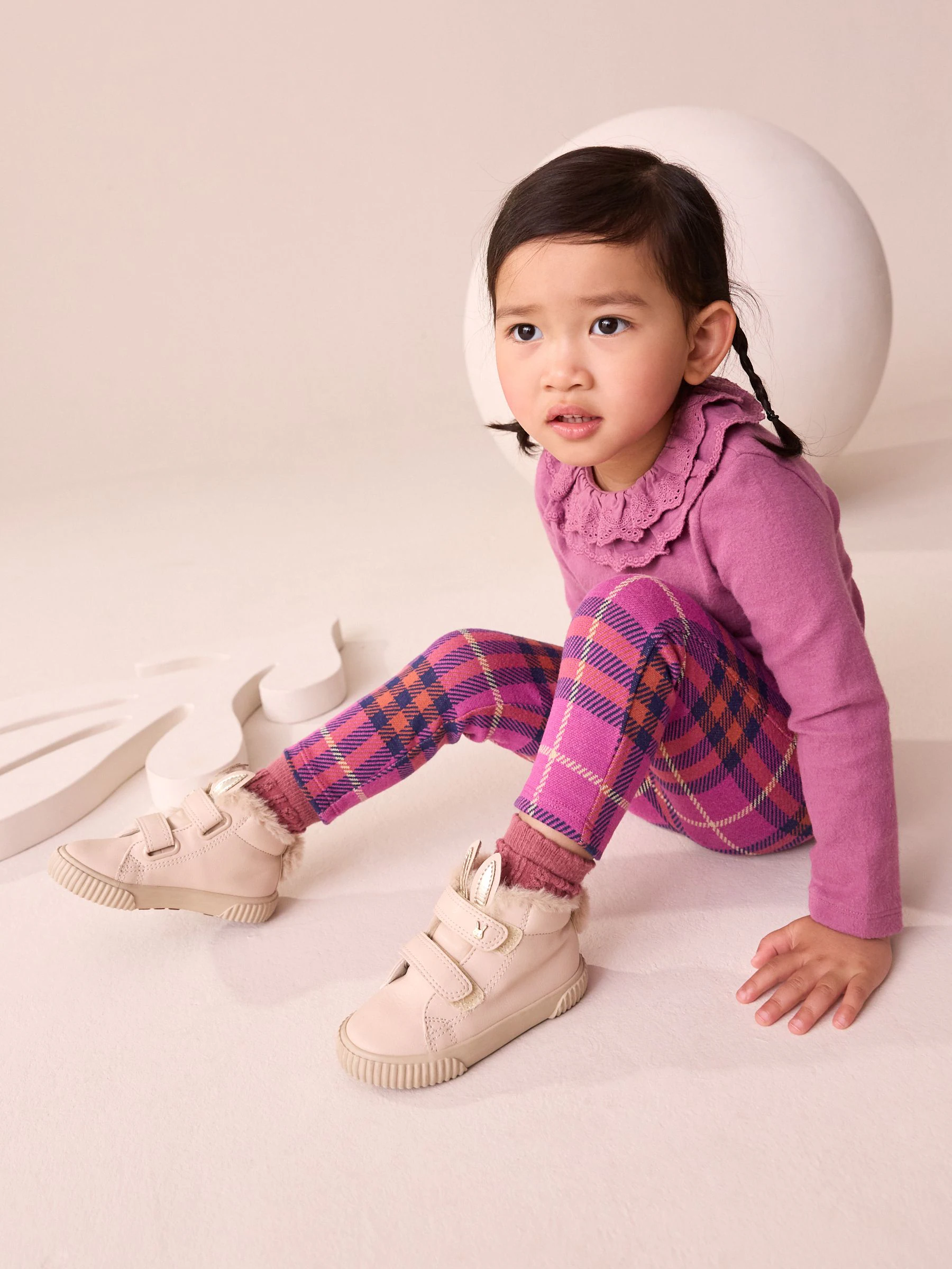 Paars - Check Leggings (3mths-7yrs)