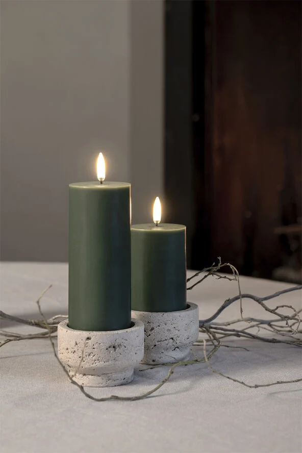 Uyuni Travertine Candleholder pillar/tea light, Desert beige, 8x5 Desert beige