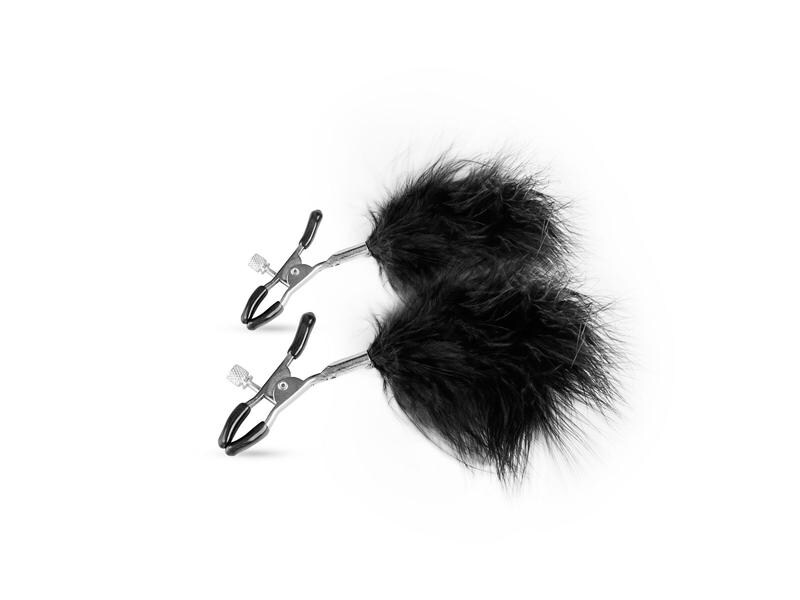 Easytoys Fetish Collection Nippelklemmen Verstellbare Brustwarzenklammern mit Plüsch-Tickler