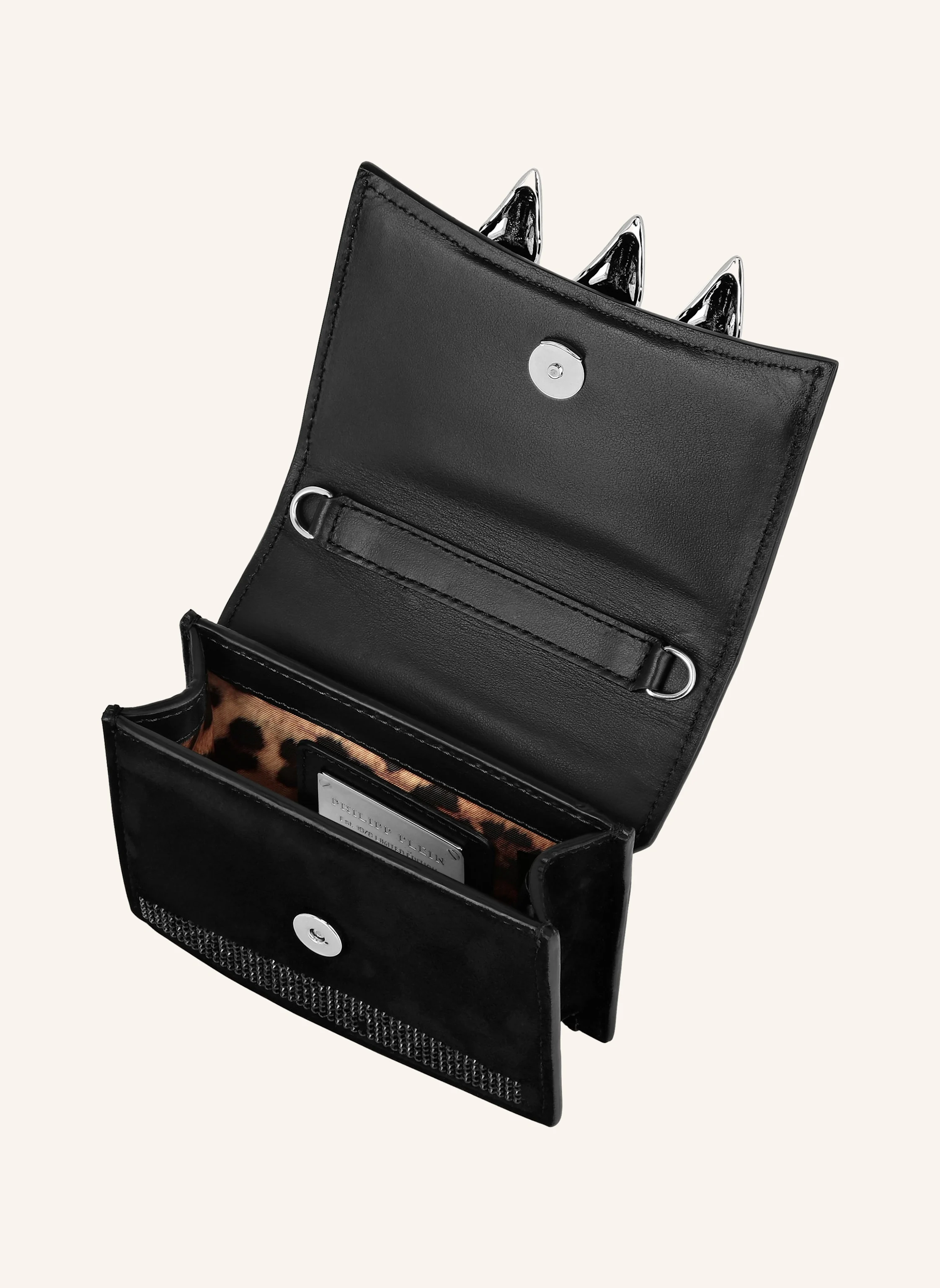 PHILIPP PLEIN Wildleder Clutch mit Steinenbesatz