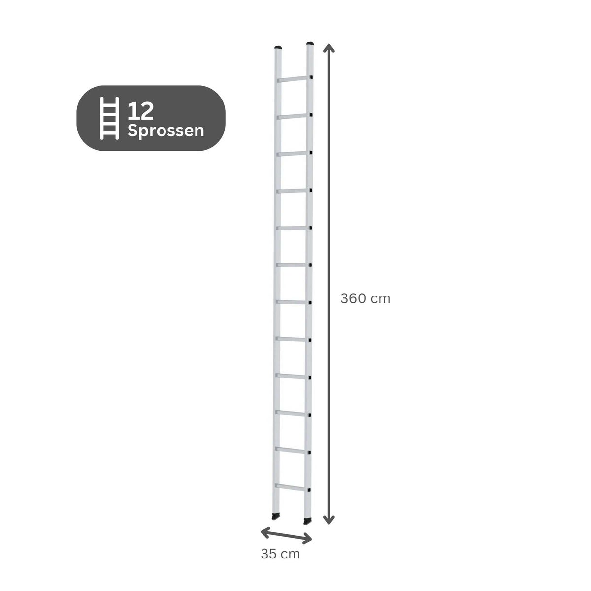 PROREGAL sportschuifladder 350 mm breed zonder dwarsbalk, 12 sporten