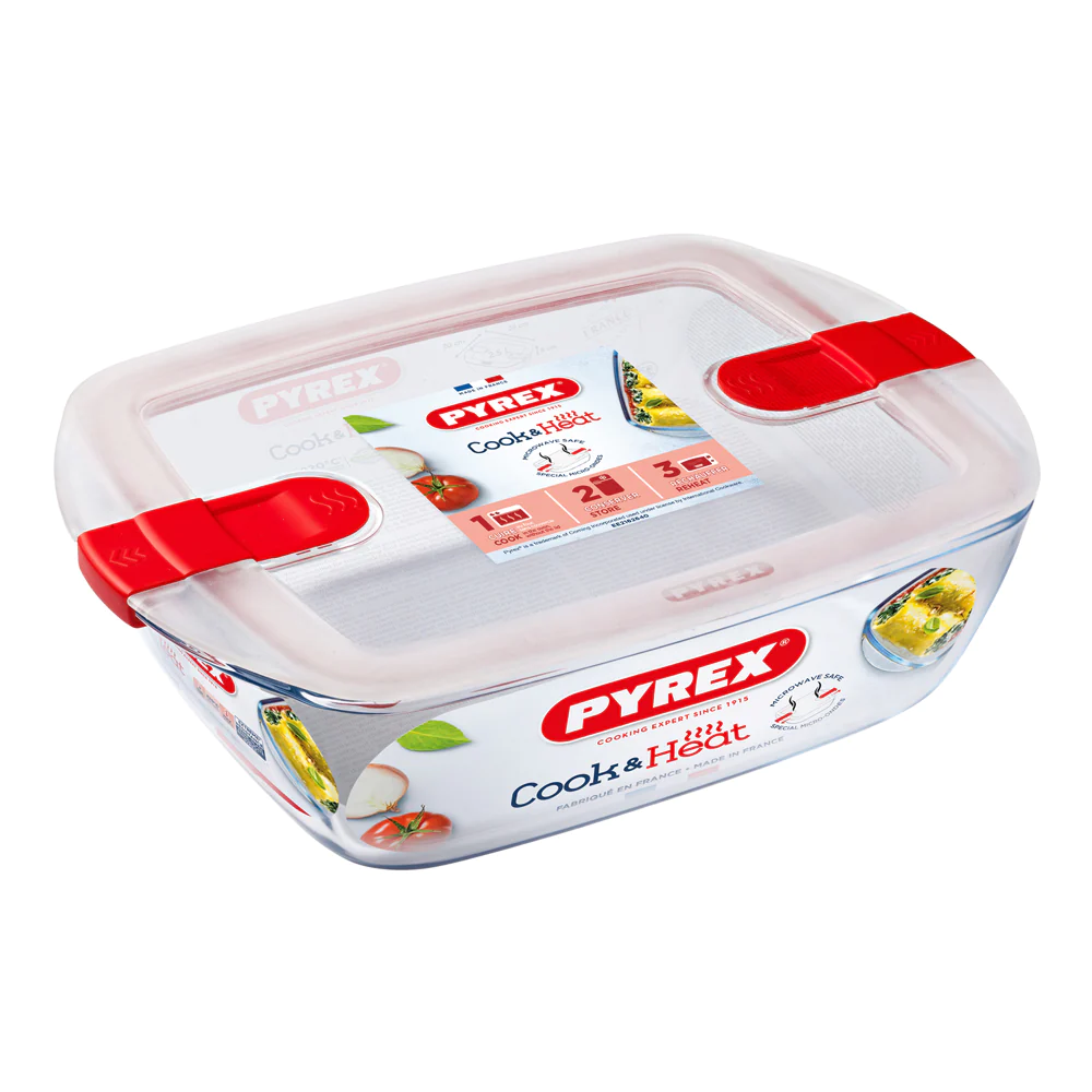 Plat rectangle + couvercle Cook & Heat 28 x 20 cm Pyrex