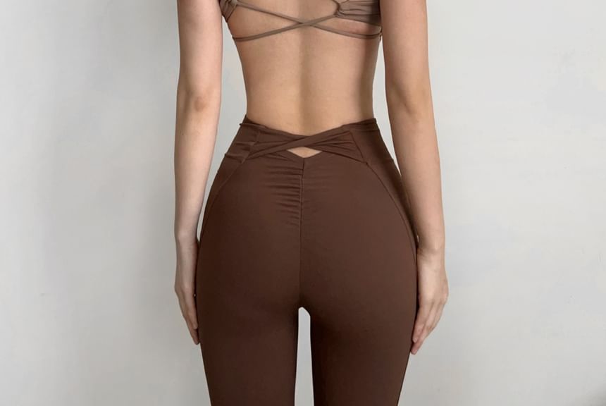 Arigne - Effen asymmetrische sportbeha-top met één schouder