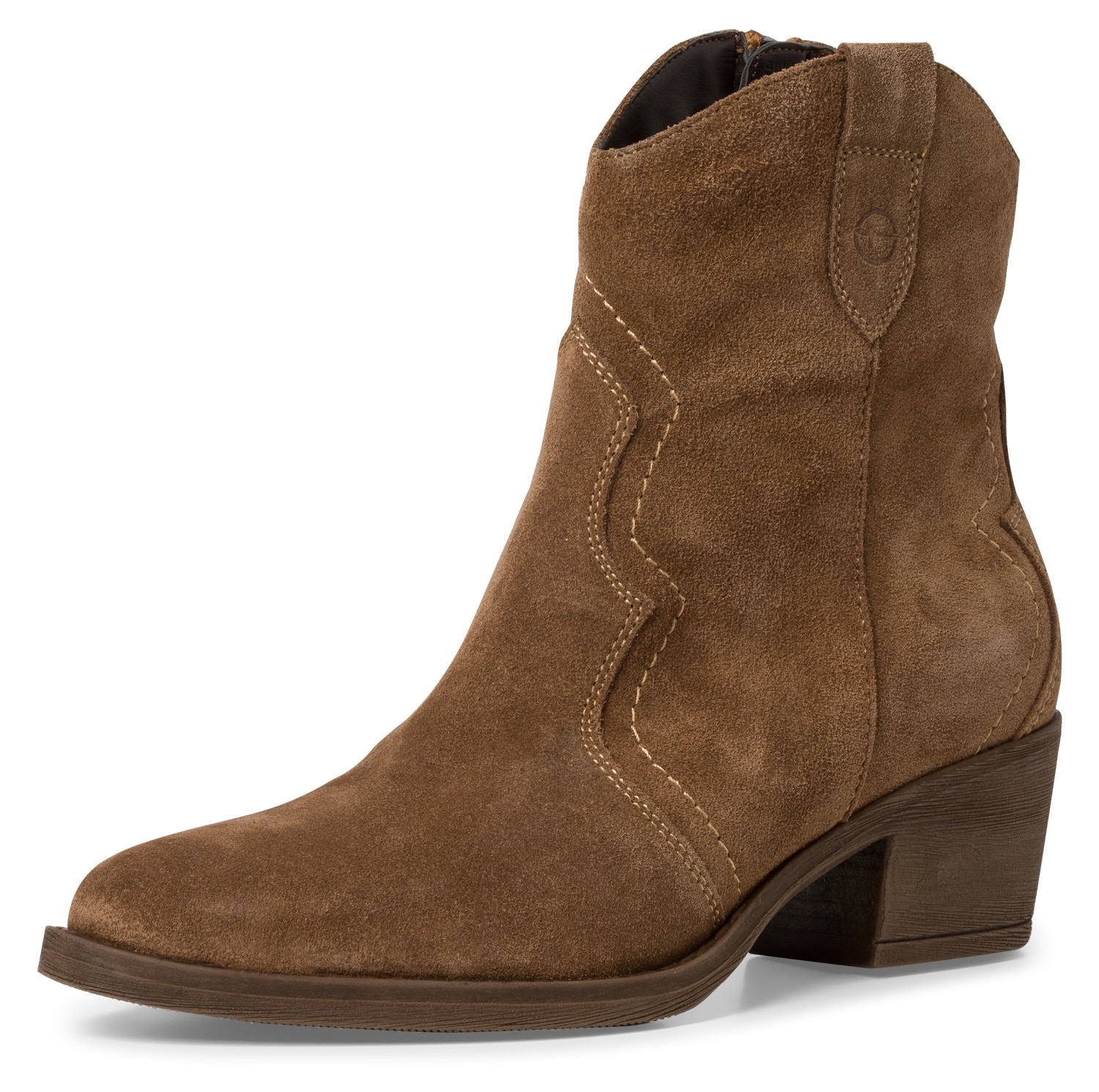 Tamaris Cowboy Stiefelette  , Blockabsatz, Festival, Western-Boots mit modischen Kontrastnähten