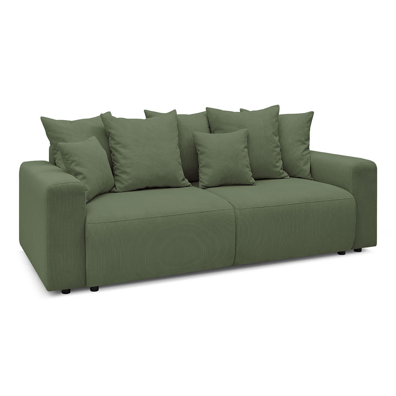 Bobochic Canapé 3 places velours côtelé convertible coffre Envy vert - 245x102x88 cm