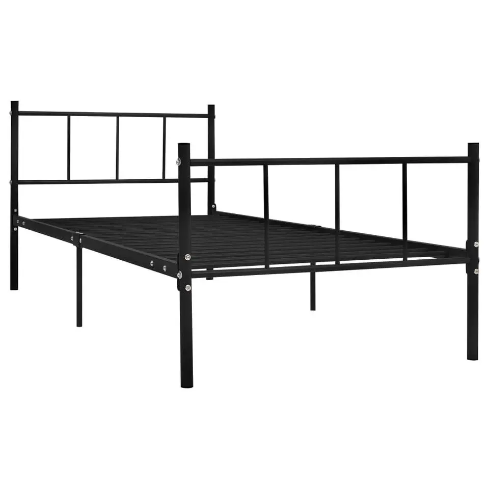 vidaXL - Bed frame met hoofdeinde zonder matras - Zwart - Metaal - 90x200 cm