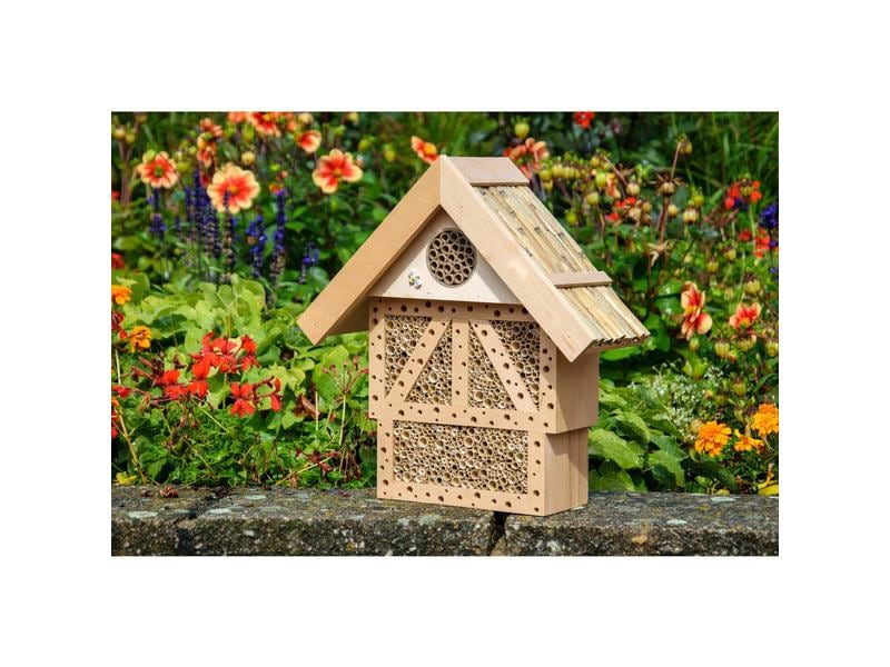 dobar green label Insektenhotel Monschau, 37.5 x 15 x 38.5 Nisthilfe für Wildbienen und Insekten