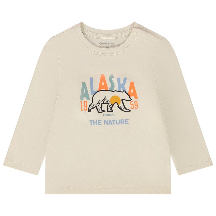 T-shirt manches longues print fantaisie pour bébé garçon - Ecru