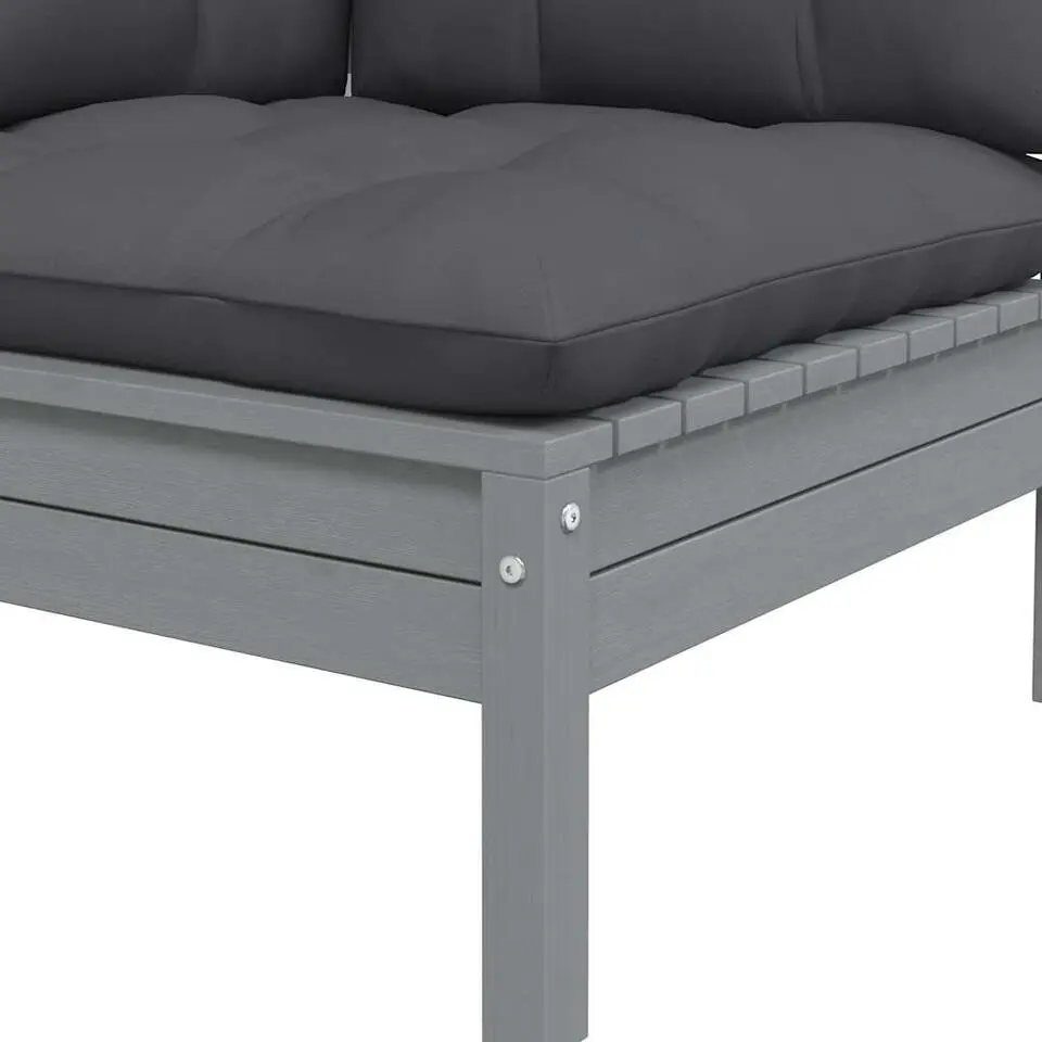 vidaXL - Loungeset - Grijs - Grenenhout - 3 stuks - Met kussens