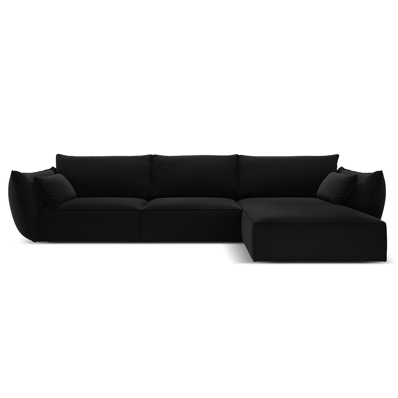 Mazzini Sofas Canapé d'angle droit Velours Vanda 4 Places noir - 300x166x85 cm