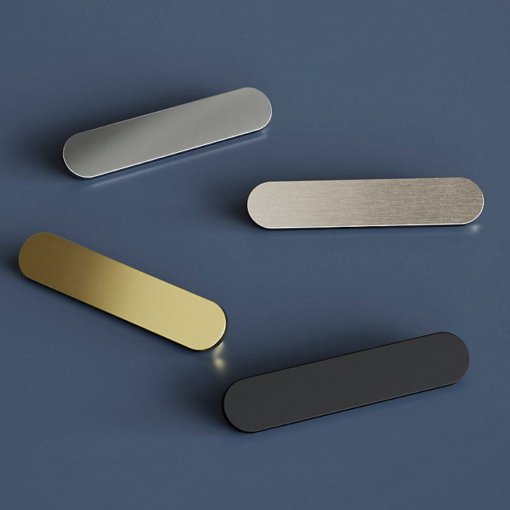 Poignée de meuble arrondi GoodHome Minzh aluminium effet nickel satin gris l.121mm x l.25mm x H. 16mm entraxe 96mm
