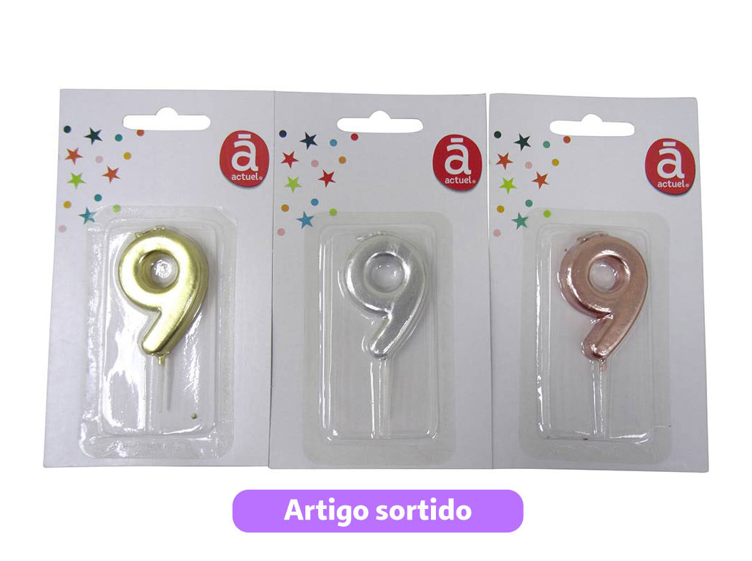 VELA ANIVERSÁRIO Nº9 ACTUEL CORES SORTIDAS