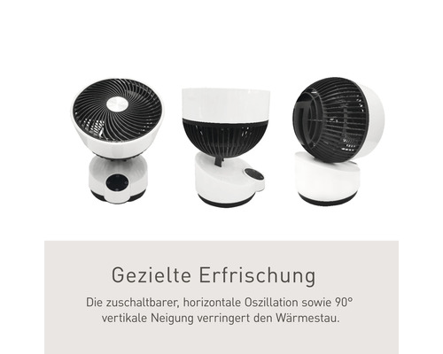 Penguin tafelventilator, Ø 24,5 cm, 50 W, kunststof, wit/zwart, met timer, touchbediening en afstandsbediening
