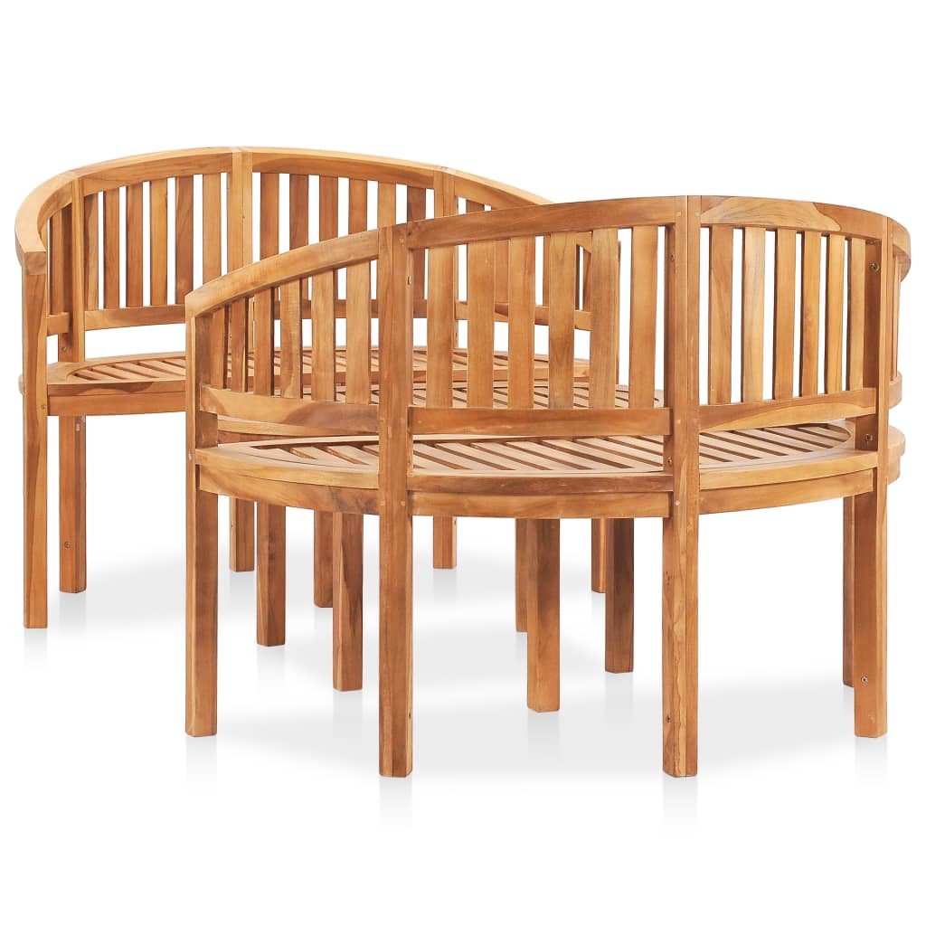 Salon de jardin meuble d'extérieur ensemble de mobilier 3 pièces en forme de banane bois de teck solide