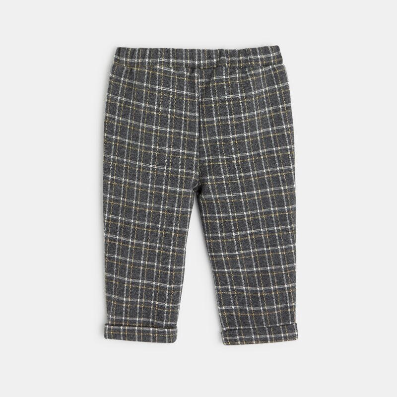 Pantalon carreaux fantaisie effet pont gris bébé fille Gris ou noir