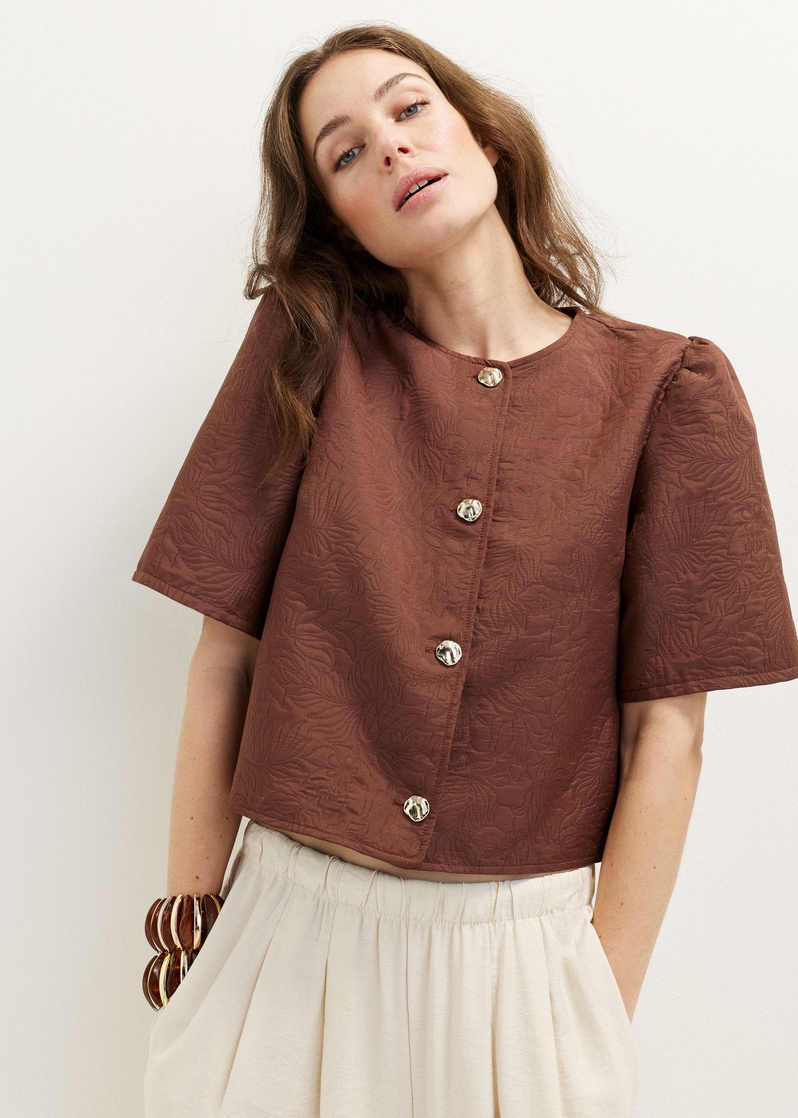 Blouse met jacquard details
