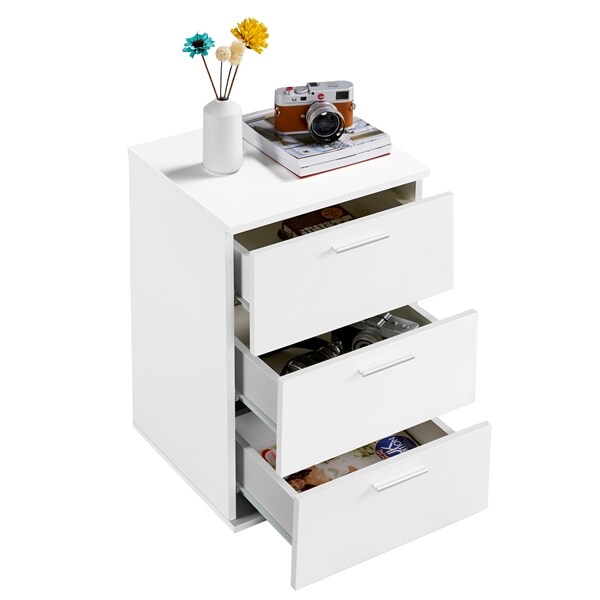 Yaheetech 2 x Nachtschrank Kommode Boxspringbett, Nachttisch Nachtkommode 59cm hoch, Schubladen mit Griff Weiß