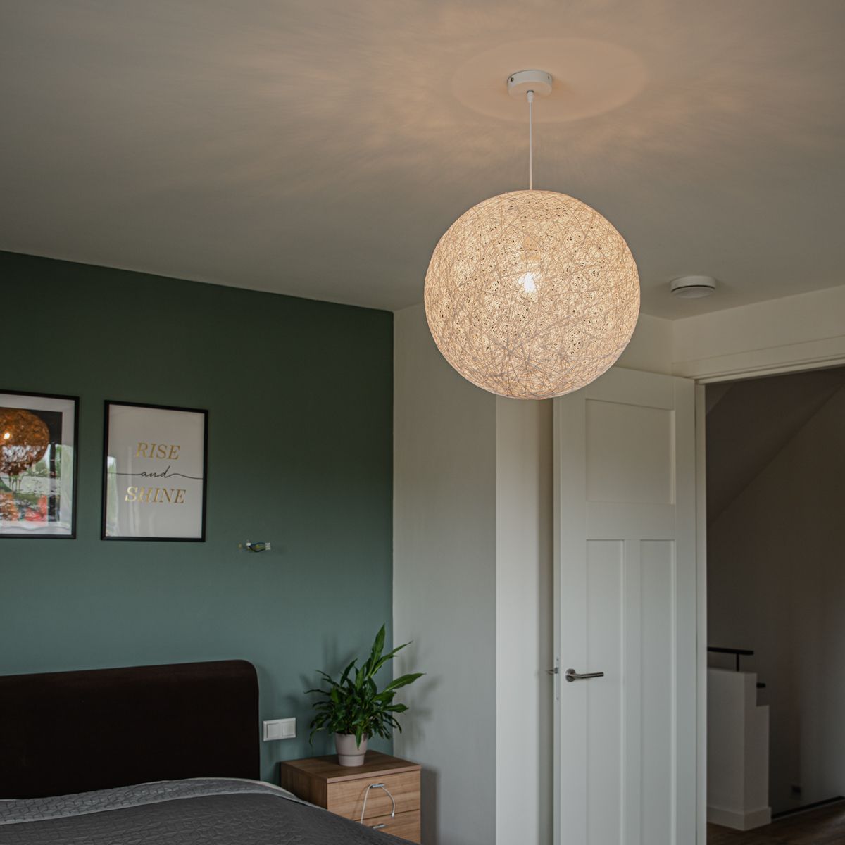 Landelijke hanglamp wit bol 60cm - Corda