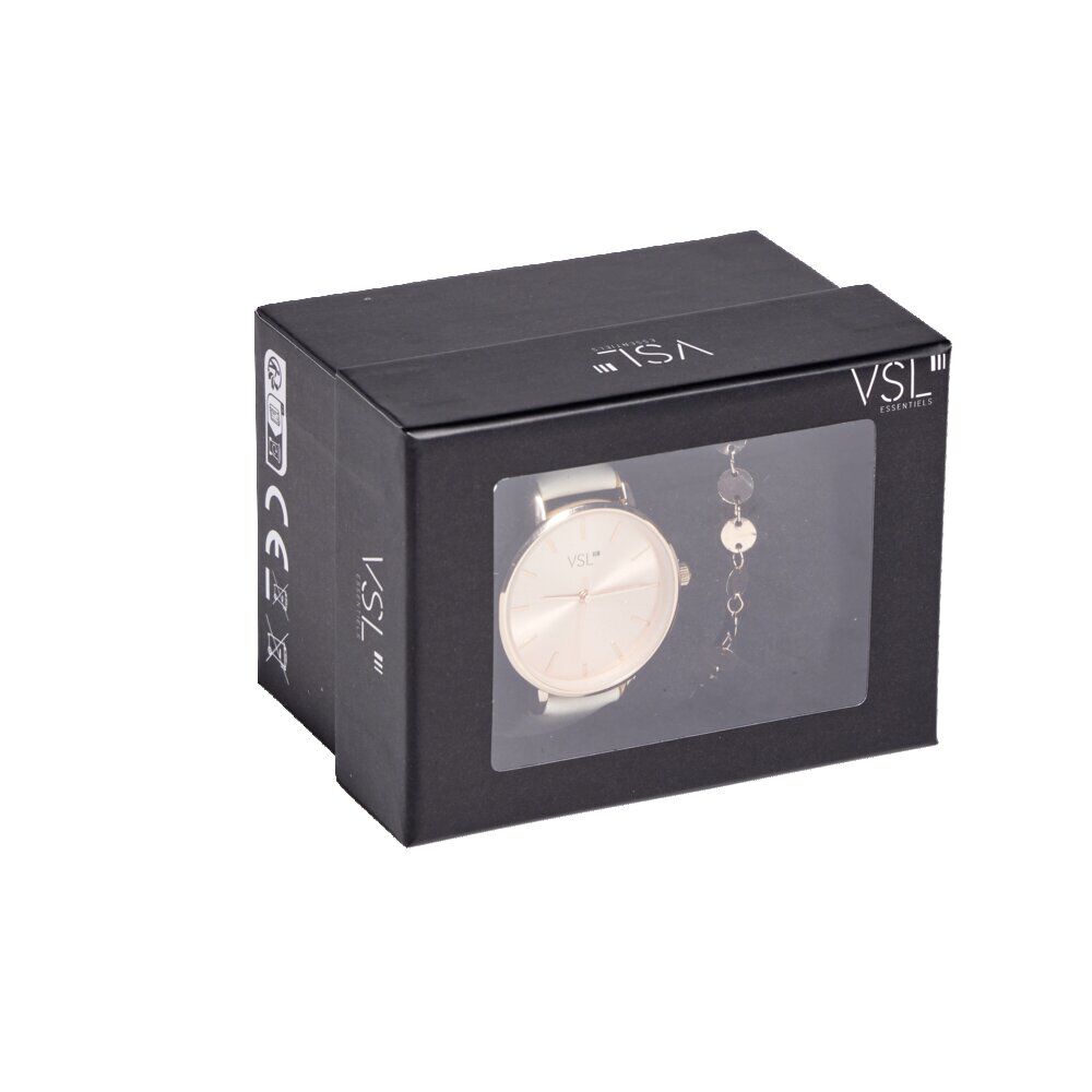 Ensemble montre et bracelet femme rose gold et beige