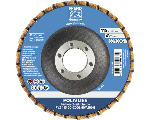 Reinigingsschijf PFERD PVZ keramiek Ø 115x22,23 mm korrel CO-COOL 60/A 100 g