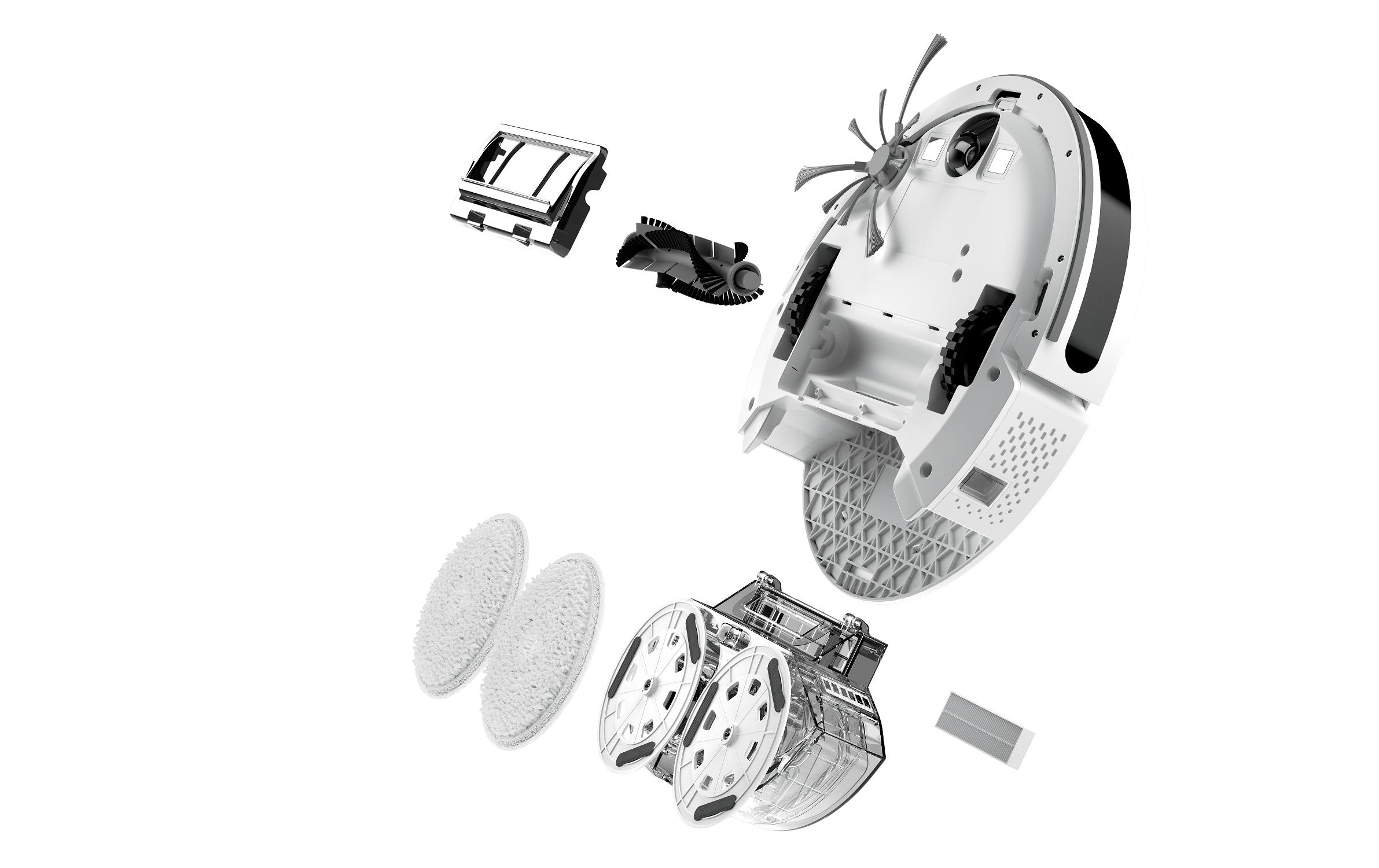 Saug- und Wischroboter Spinwave Robot R5, Schwarz/Weiss<br>Roboterstaubsauger für Saugen – und Wischen