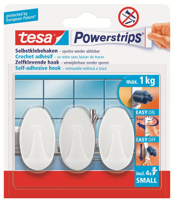 Tesa Powerstrips Haken oval, 3 Stück