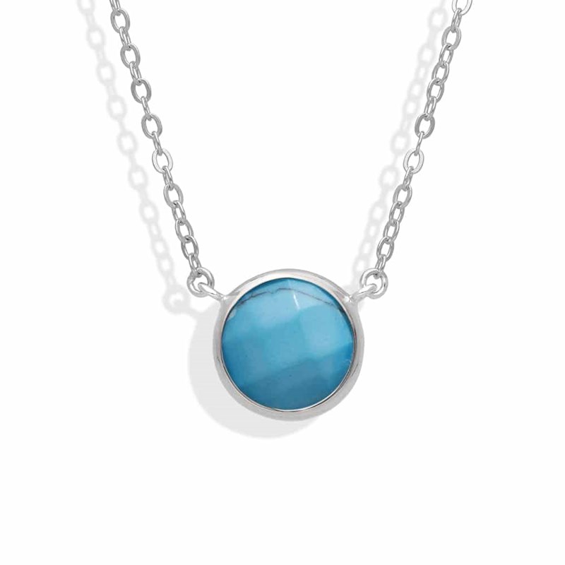 Collier Argent Valentine Cristal Turquoise
